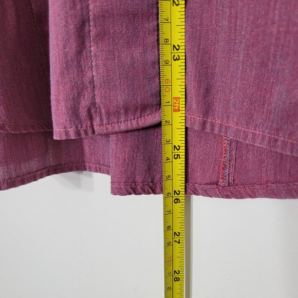 Chlorophylle Long Sleeve Button Down Shirt Blouse Top Maroon Roll Tab Sleeves M - Picture 11 of 12